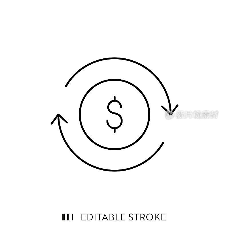 现金流线图标设计与可编辑的笔画。适用于信息图表，网页，移动应用程序，UI, UX和GUI设计。